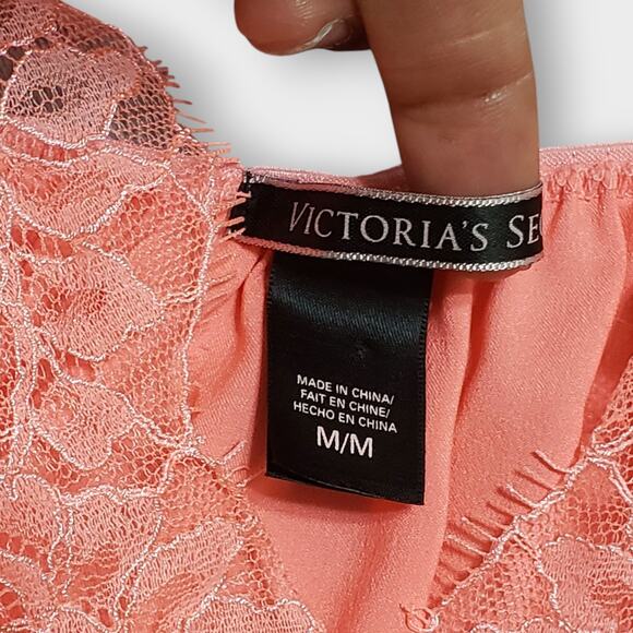 Victoria's Secret Coral Pink Satin Lace Babydoll Flyaway Camisole Medium Dainty - Picture 8 of 11